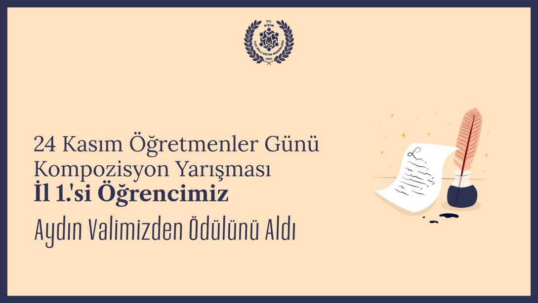 İl 1.si Öğrencimiz Ödülünü Aydın Valimizden Aldı